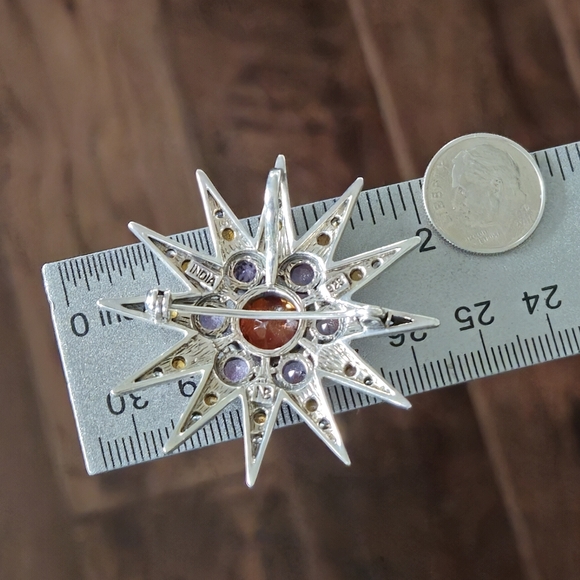 Nicky Butler Sterling Silver 925 Marigold Quartz Amethyst Signed Brooch Pendant - Picture 3 of 6